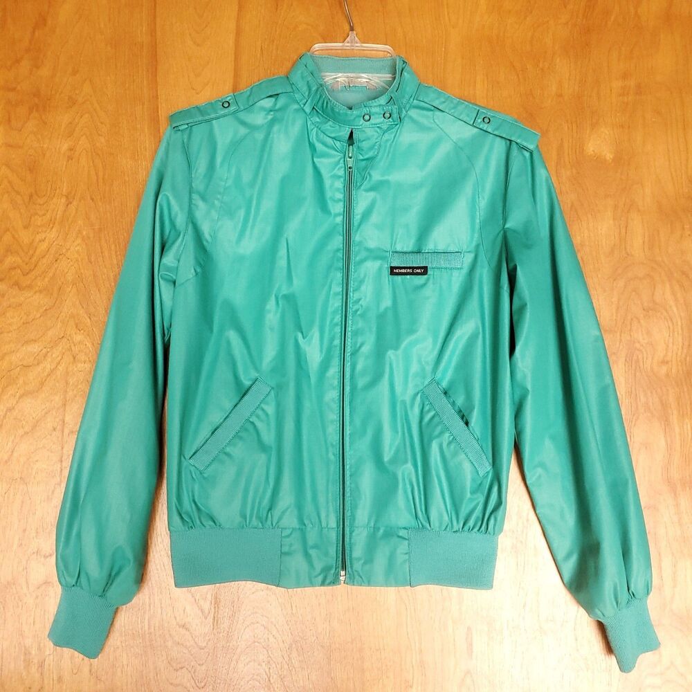 Classic Members Only Jacket Kids 7/8 Teal Green Vintage Iconic Bomber Racer